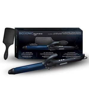 Bio Ionic Graphene MX Curling Iron and Paddle Brush Set - Black